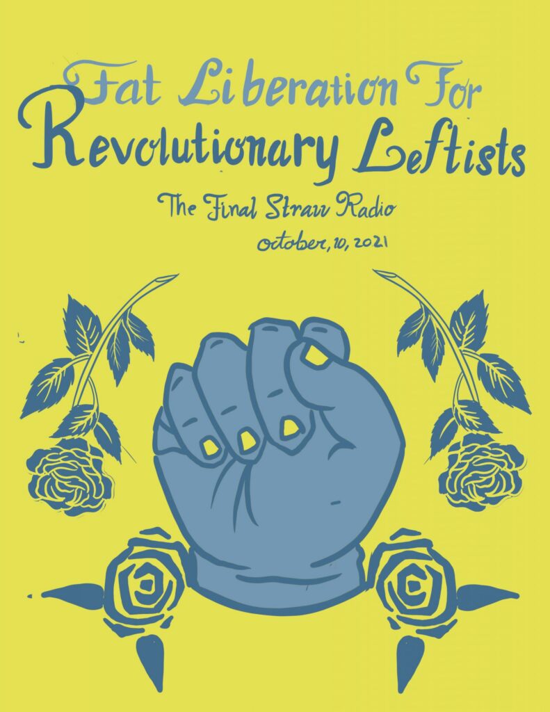Fat Liberation cover with fist & roses by Tali